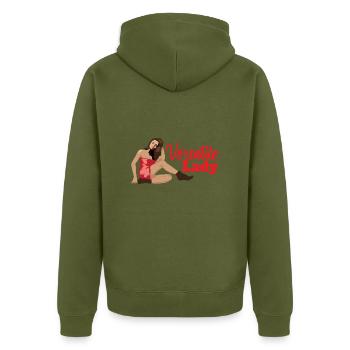 Aircraft Nose Art Polyvalente Dame - Idée cadeau - Veste à capuche bio Premium Unisexe - kaki - Dos - Nico (187cm)