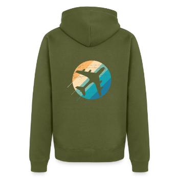 Avion dans un beau design rétro - Veste à capuche bio Premium Unisexe - kaki - Dos - Nico (187cm)