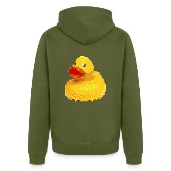Pixel rubber duck - Unisex Premium Organic Zip Hoodie - khaki - Back - Nico (187cm)