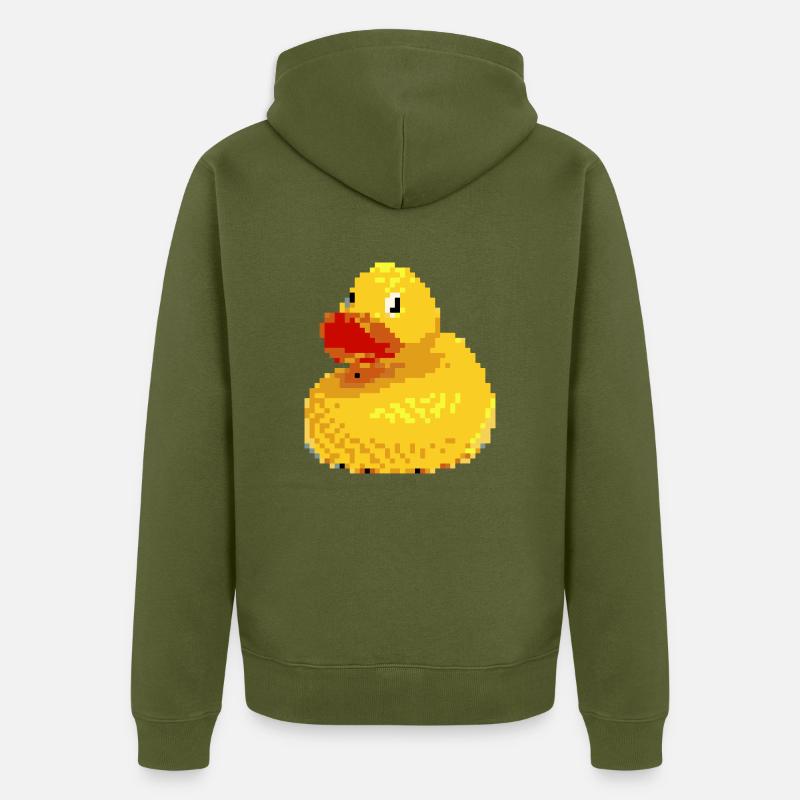 Canard pixel en caoutchouc - Veste à capuche bio Premium Unisexe - kaki
