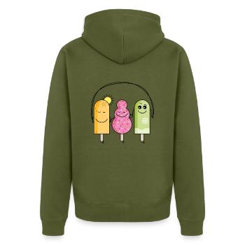 Eis - Unisex Premium Bio Zip Hoodie - Khaki - Hinten - Nico (187cm)