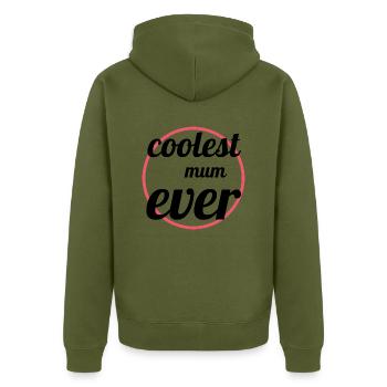 family - coolest mum ever - Unisex Premium Organic Zip Hoodie - khaki - Back - Nico (187cm)