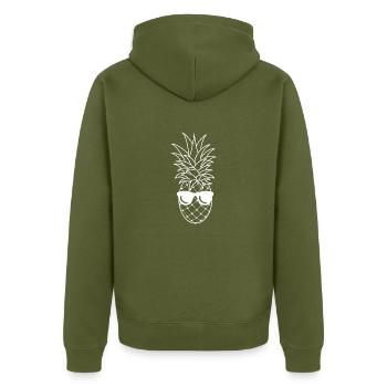 Pineapple with sunglasses on vacation - Unisex Premium Organic Zip Hoodie - khaki - Back - Nico (187cm)