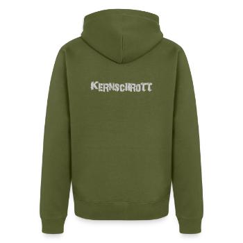 Kernschrott - Unisex Premium Bio Zip Hoodie - Khaki - Hinten - Nico (187cm)