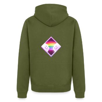 Nuages amoureux avec arc-en-ciel - Veste à capuche bio Premium Unisexe - kaki - Dos - Nico (187cm)