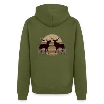 Cerf - Veste à capuche bio Premium Unisexe - kaki - Dos - Nico (187cm)