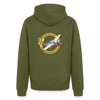 Water bomber tracker - Unisex Premium Organic Zip Hoodie - khaki - Back - Nico (187cm)