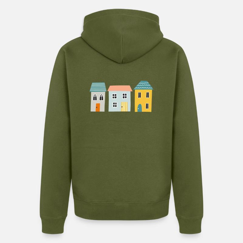 Häuser - Unisex Premium Bio Zip Hoodie - Khaki