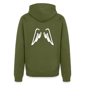 ailes d'ange blanches - Veste à capuche bio Premium Unisexe - kaki - Dos - Nico (187cm)