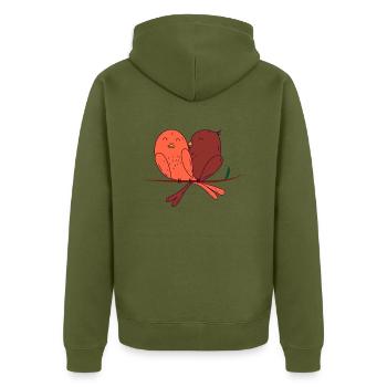 Piepen Liebe - Unisex Premium Bio Zip Hoodie - Khaki - Hinten - Nico (187cm)