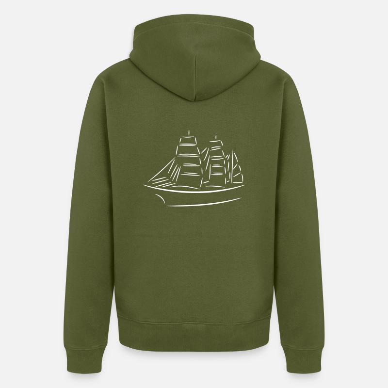 Voilier, bateau - Veste à capuche bio Premium Unisexe - kaki