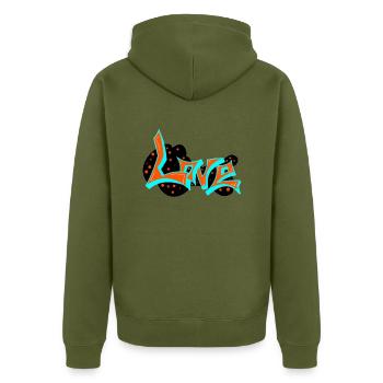Love art - Unisex Premium Bio Zip Hoodie - Khaki - Hinten - Nico (187cm)