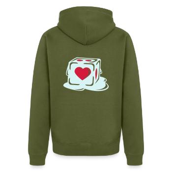 With Heart - Unisex Premium Bio Zip Hoodie - Khaki - Hinten - Nico (187cm)