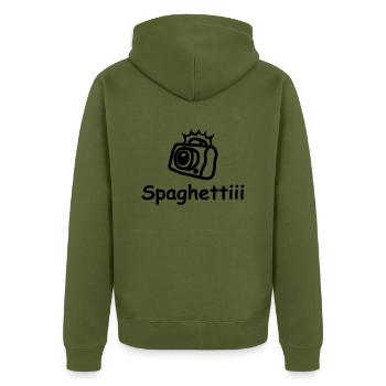 Spaghettiiiii - photographe - appareil photo - Veste à capuche bio Premium Unisexe - kaki - Dos - Nico (187cm)