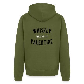 Whiskey Will Be My Valentine - Unisex Premium Organic Zip Hoodie - khaki - Back - Nico (187cm)