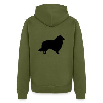 Collie - Unisex Premium Bio Zip Hoodie - Khaki - Hinten - Nico (187cm)