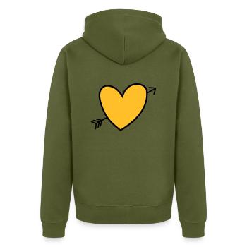 Heart - Veste à capuche bio Premium Unisexe - kaki - Dos - Nico (187cm)