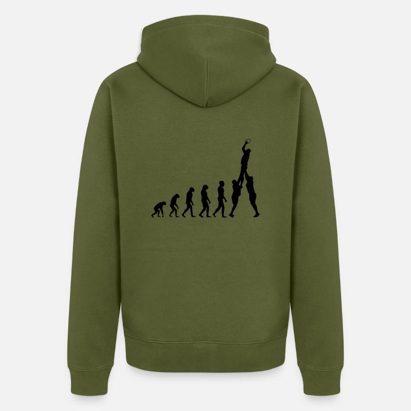 rugby - Unisex Premium Organic Zip Hoodie - khaki