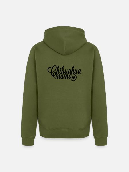 Chihuahua-Mama mit Herz - Unisex Premium Bio Zip Hoodie - Khaki