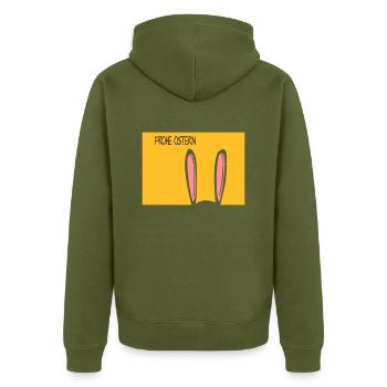 Frohe Ostern - Unisex Premium Bio Zip Hoodie - Khaki - Hinten - Nico (187cm)