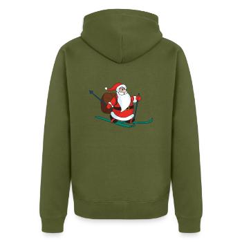 Weihnachten Weihnachtsmann Christmas Santa Claus - Unisex Premium Organic Zip Hoodie - khaki - Back - Nico (187cm)