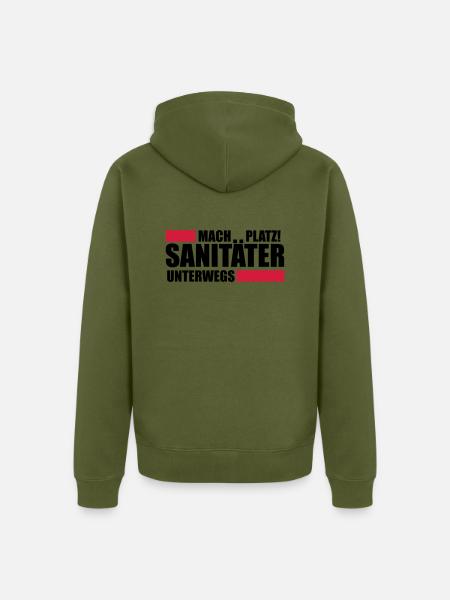 Sanitäter T-Shirt Rettungsdienst Geschenk - Unisex Premium Bio Zip Hoodie - Khaki