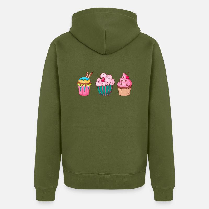 Cupcake Muffin Gâteau à la confiserie - Veste à capuche bio Premium Unisexe - kaki