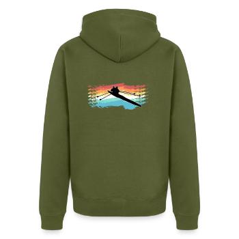 Rudern - Unisex Premium Bio Zip Hoodie - Khaki - Hinten - Nico (187cm)