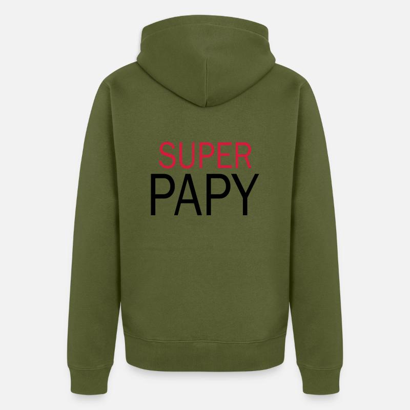 Super Papy - Tshirt Papy - Veste à capuche bio Premium Unisexe - kaki