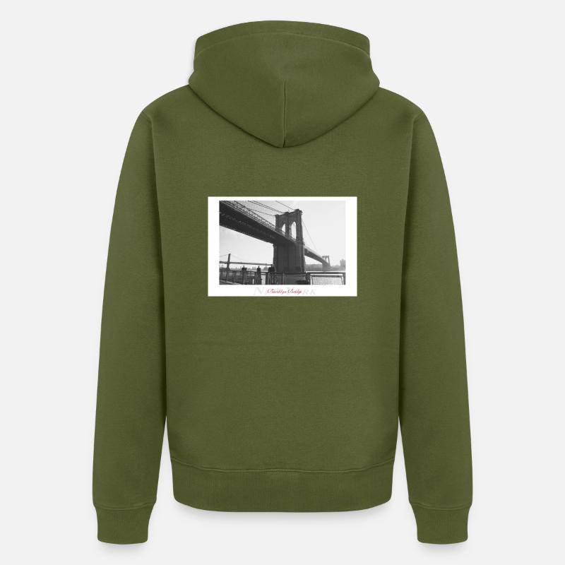 Pont de Brooklyn (Affiche) - Veste à capuche bio Premium Unisexe - kaki