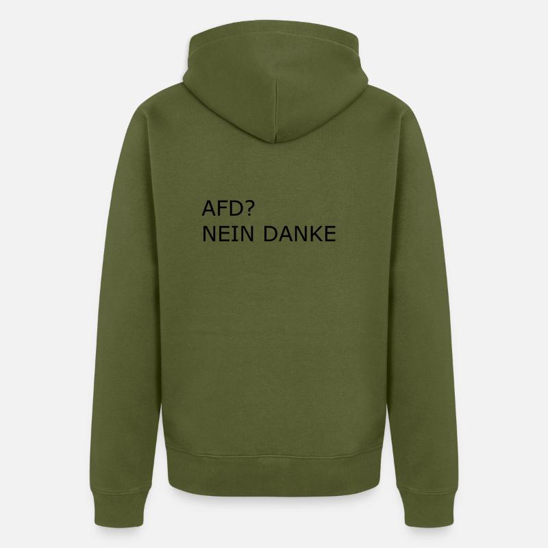 AFD ? Nein danke, Geschenk,Geschenkidee - Unisex Premium Bio Zip Hoodie - Khaki