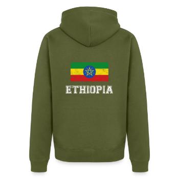Drapeau de l'Ethiopie Drapeau Ethiopie Finfinne Gift - Veste à capuche bio Premium Unisexe - kaki - Dos - Nico (187cm)
