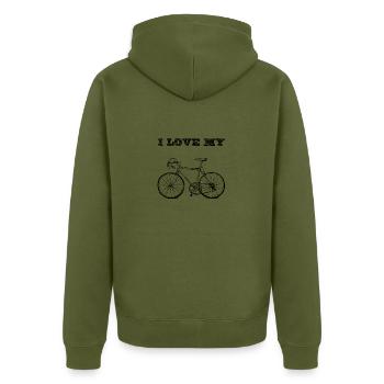 I love my bike - Unisex Premium Bio Zip Hoodie - Khaki - Hinten - Nico (187cm)