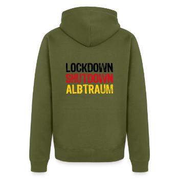Lockdown Deutschland Widerstand Demonstration - Unisex Premium Bio Zip Hoodie - Khaki - Hinten - Nico (187cm)