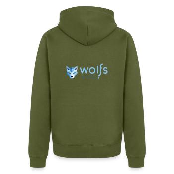 wolfsrudel - Unisex Premium Bio Zip Hoodie - Khaki - Hinten - Nico (187cm)