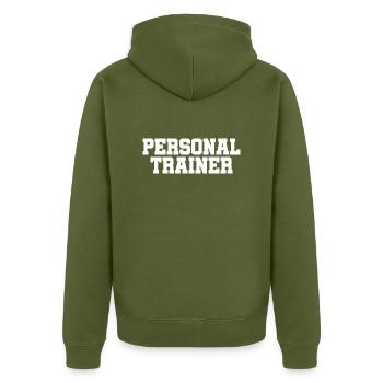 Personal Trainer - Entraînement - Sports - Gym - Fitness - Veste à capuche bio Premium Unisexe - kaki - Dos - Nico (187cm)