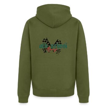 old school racing - Unisex Premium Bio Zip Hoodie - Khaki - Hinten - Nico (187cm)