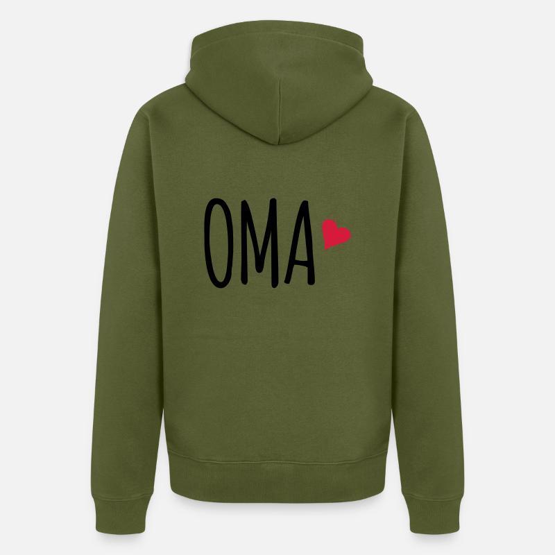 Oma Herz Großmutter Geschenk - Unisex Premium Bio Zip Hoodie - Khaki