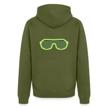 Party Glasses - Unisex Premium Bio Zip Hoodie - Khaki - Hinten - Nico (187cm)