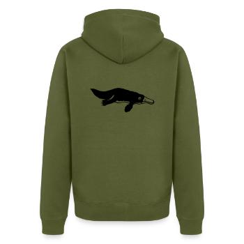Schnabeltier ornitorinque Tier - Unisex Premium Bio Zip Hoodie - Khaki - Hinten - Nico (187cm)