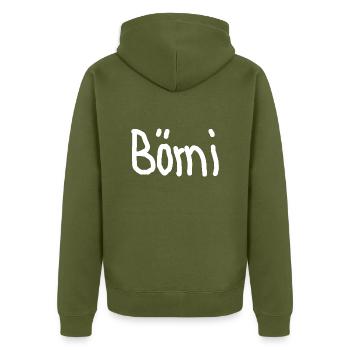Boerni - Unisex Premium Bio Zip Hoodie - Khaki - Hinten - Nico (187cm)