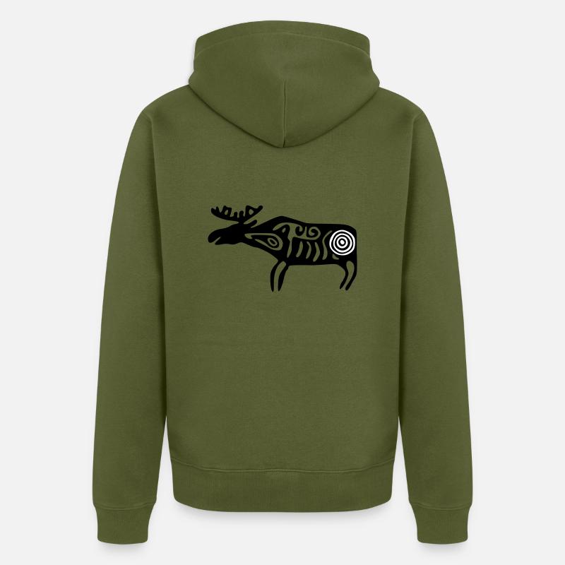 Elch Sámi Samen - Unisex Premium Bio Zip Hoodie - Khaki