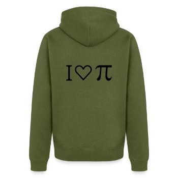 I heart PI (1c) - Unisex Premium Organic Zip Hoodie - khaki - Back - Nico (187cm)