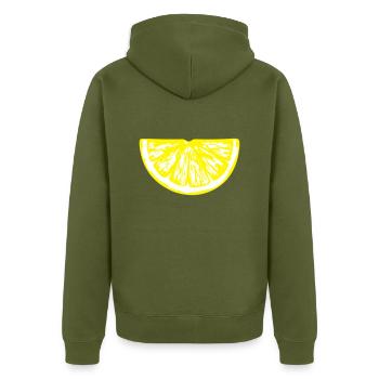 lemon_slice - Unisex Premium Organic Zip Hoodie - khaki - Back - Nico (187cm)