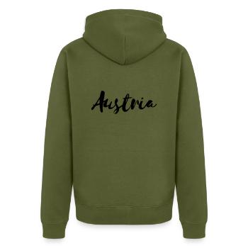 Autriche Autriche Typo Texte Cadeau - Veste à capuche bio Premium Unisexe - kaki - Dos - Nico (187cm)