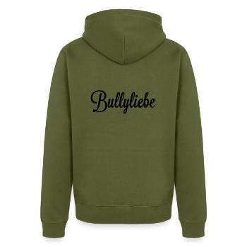 Bullyliebe Part 2 - Unisex Premium Bio Zip Hoodie - Khaki - Hinten - Nico (187cm)
