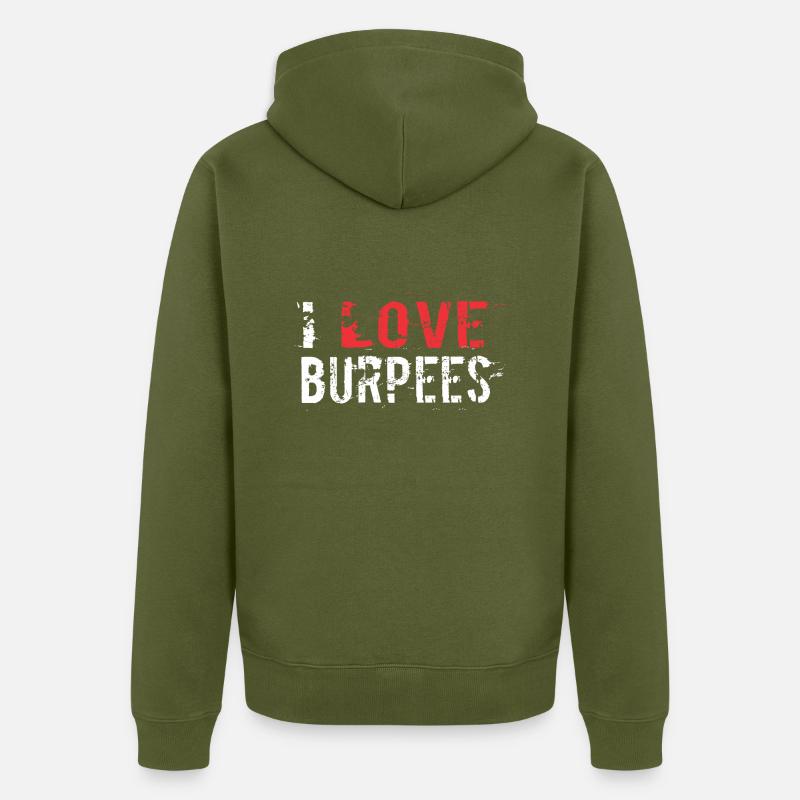 J'adore les burpees - Veste à capuche bio Premium Unisexe - kaki