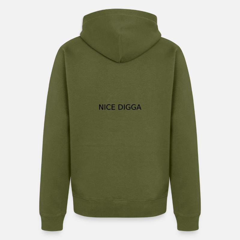 NICE DIGGA Geschenk Idee - Unisex Premium Bio Zip Hoodie - Khaki