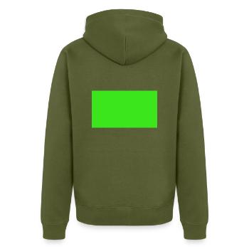 Einfach grünes tshirt - Unisex Premium Bio Zip Hoodie - Khaki - Hinten - Nico (187cm)