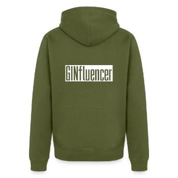 Ginfluencer Influencer Gin Gin & Tonic Gift - Unisex Premium Organic Zip Hoodie - khaki - Back - Nico (187cm)